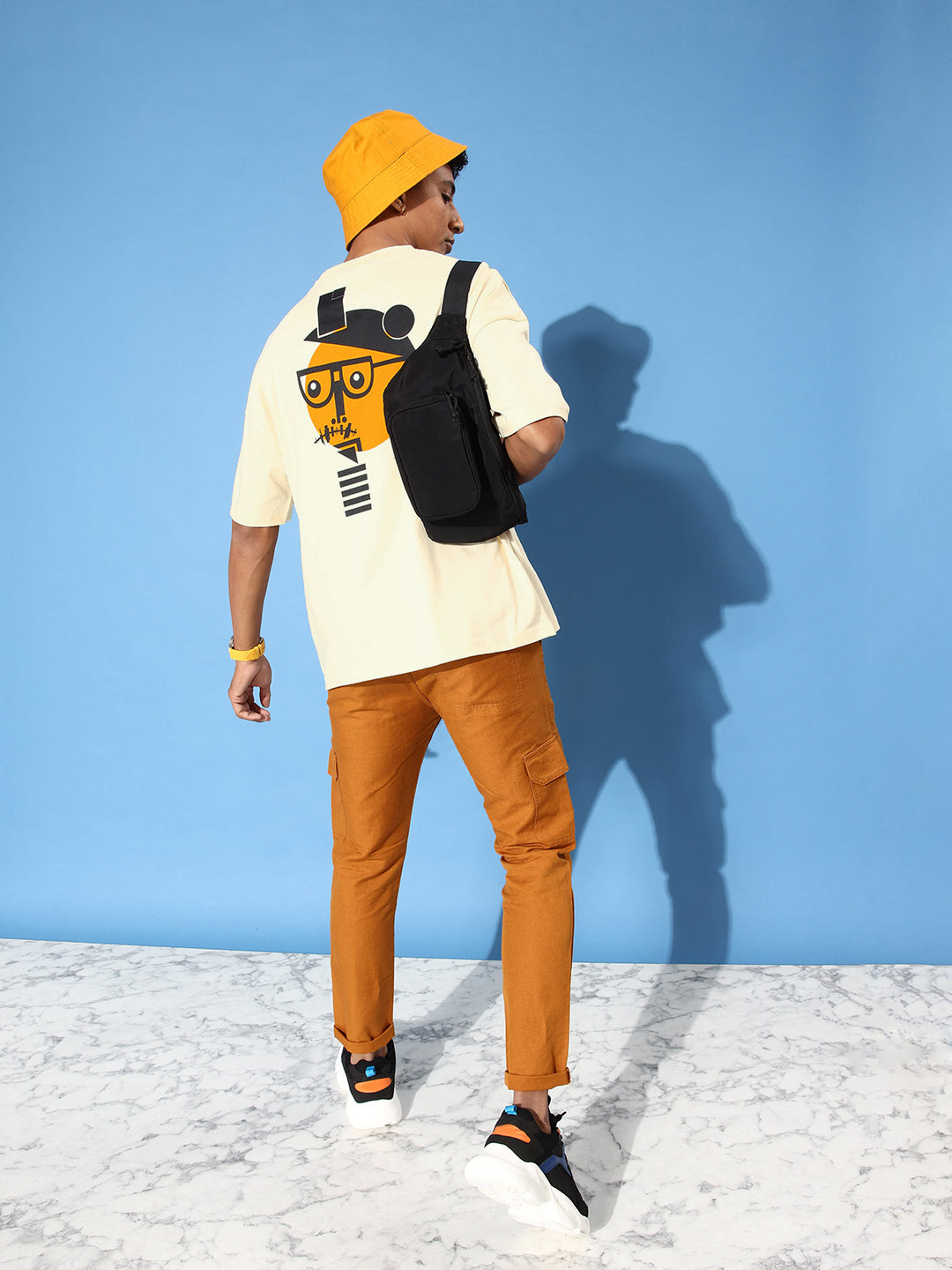 Mens Half Sleeve Drop Shoulder Printed Oversized Fit T-Shirts
