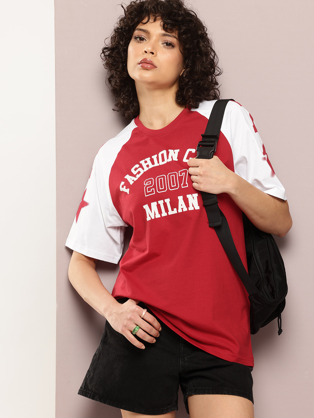 Womens Half Sleeve Round Neck Printed Oversized Fit Tshirts