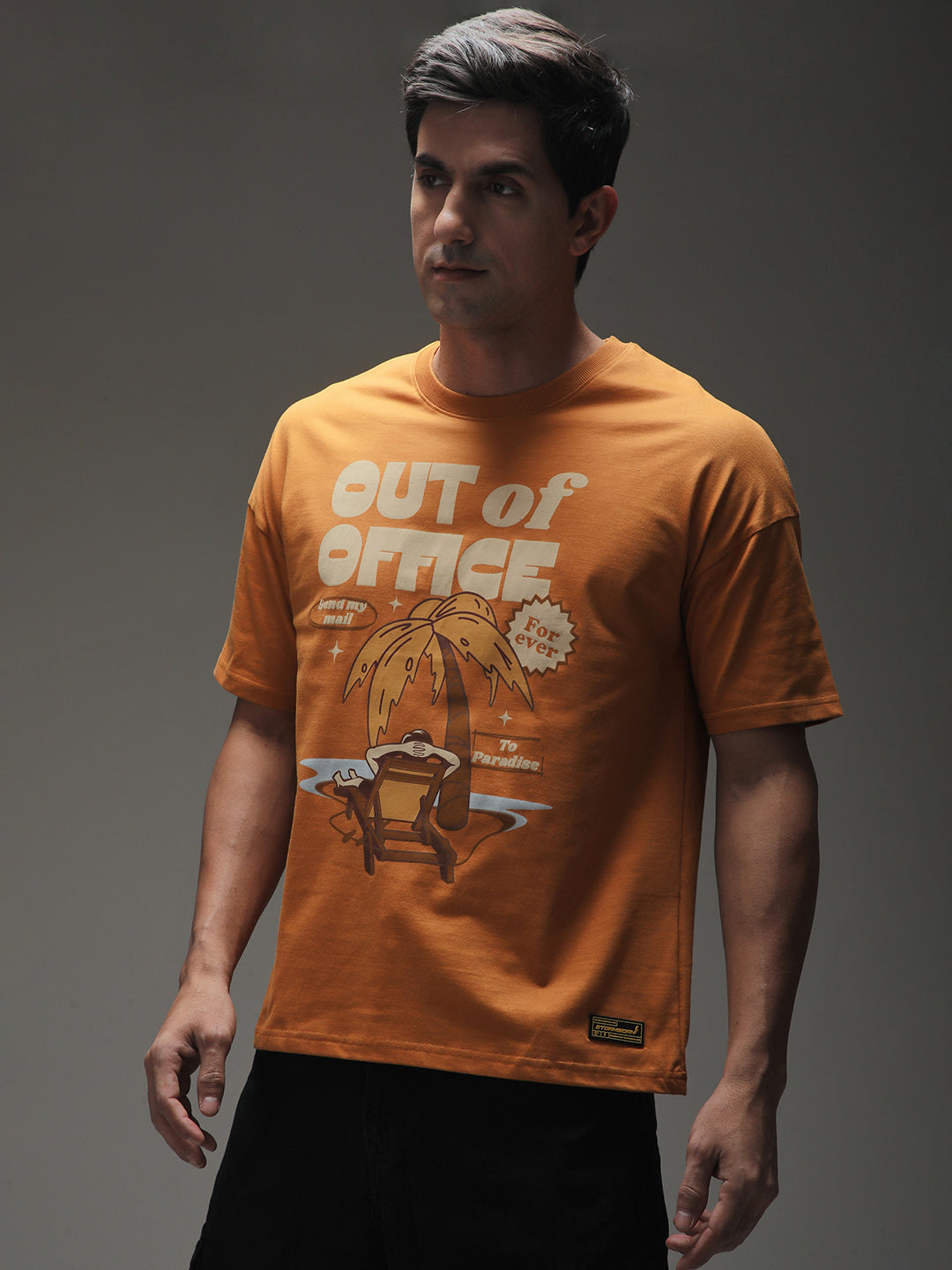 Mens Half Sleeve Drop Shoulder Printed Oversized Fit T-Shirts