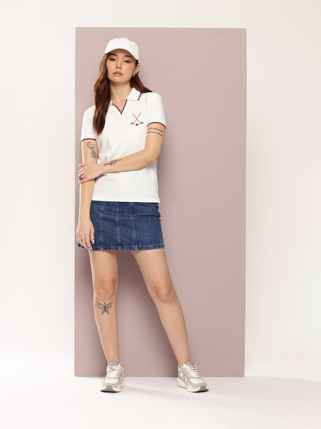 Womens Half Sleeve Polo Neck Embroidered Regular Fit Tshirts