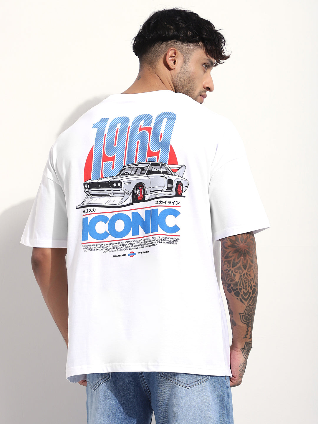 Mens Half Sleeve Drop Shoulder Printed Oversized Fit T-Shirts