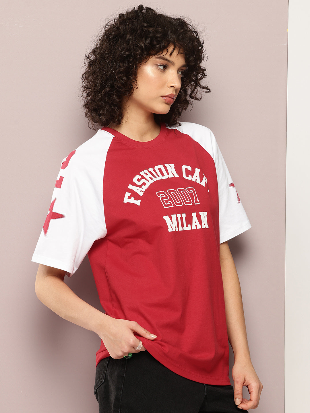 Womens Half Sleeve Round Neck Printed Oversized Fit Tshirts