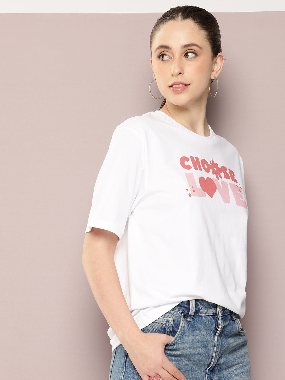 Womens Half Sleeve Round Neck Printed Oversized Fit Tshirts