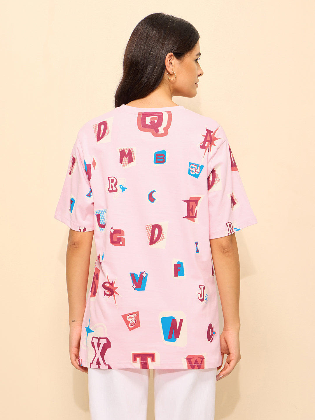 Womens Printed Oversized Cotton T-Shirt