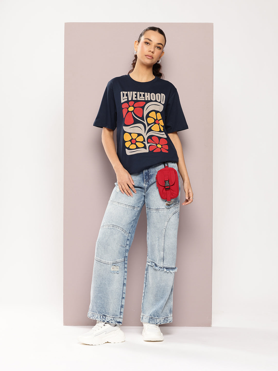 Womens Half Sleeve Round Neck Printed Oversized Fit Tshirts