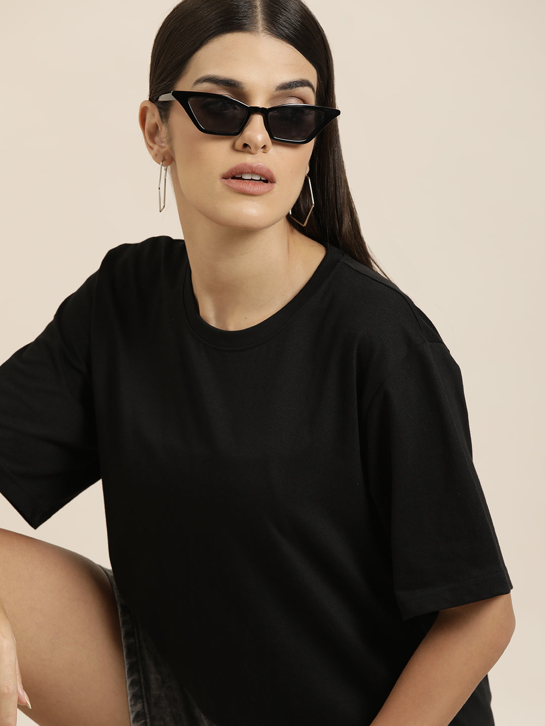 Womens Half Sleeve Round Neck Oversized Fit T-Shirts