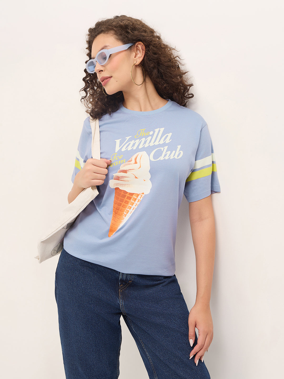 Womens Half Sleeve Round Neck Printed Oversized Fit Tshirts
