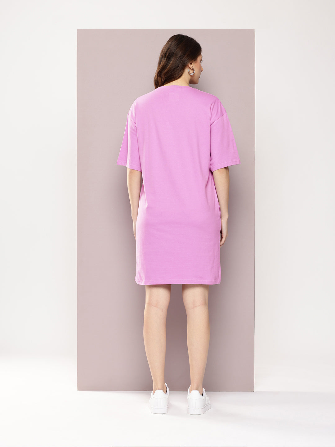 Womens Oversized Short Sleeves Printed Tshirt Dress