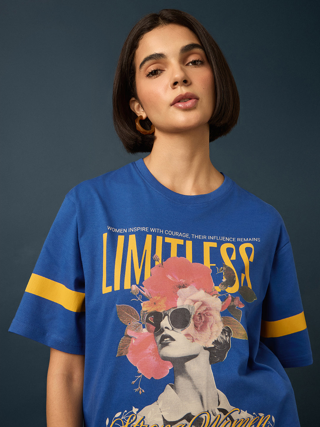 Womens Short Sleeve Printed Oversized Fit Tshirt 