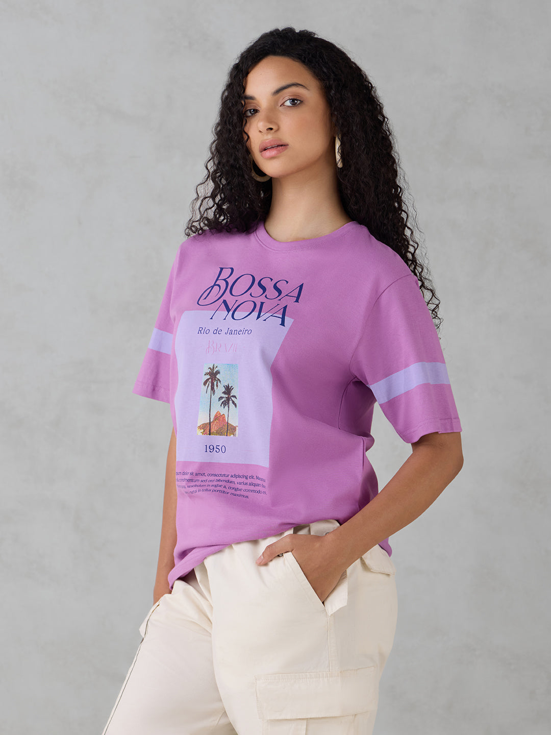 Womens Half Sleeve Printed Oversized Fit Tshirt