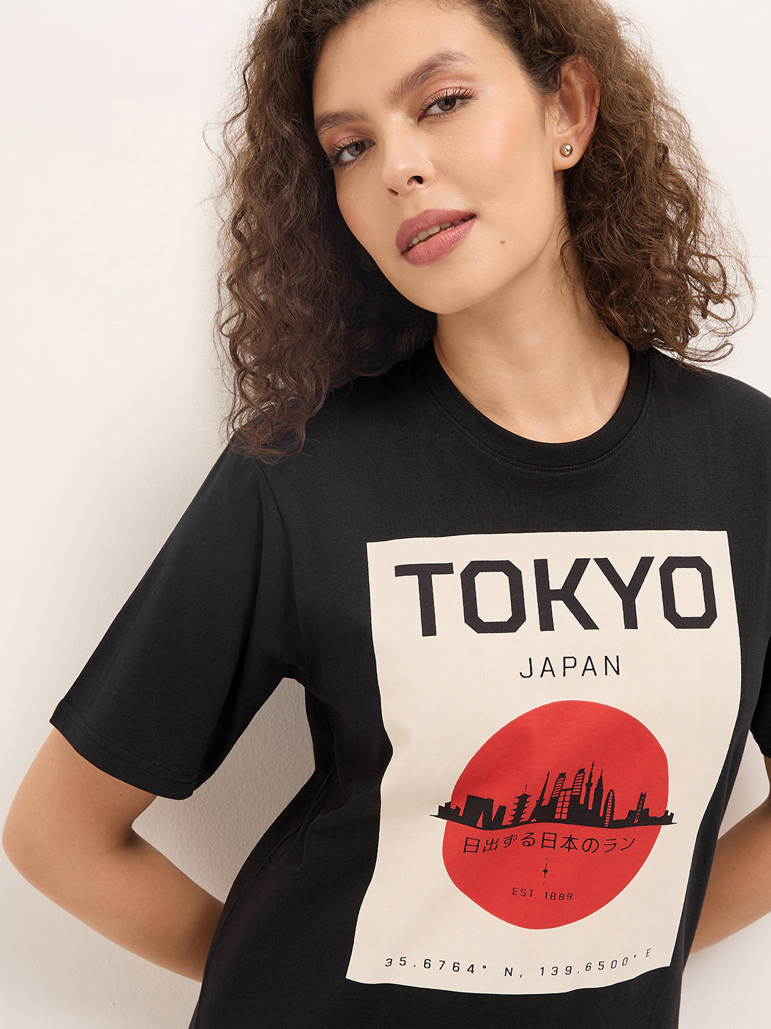 Womens Half Sleeve Round Neck Printed Oversized Fit Tshirts