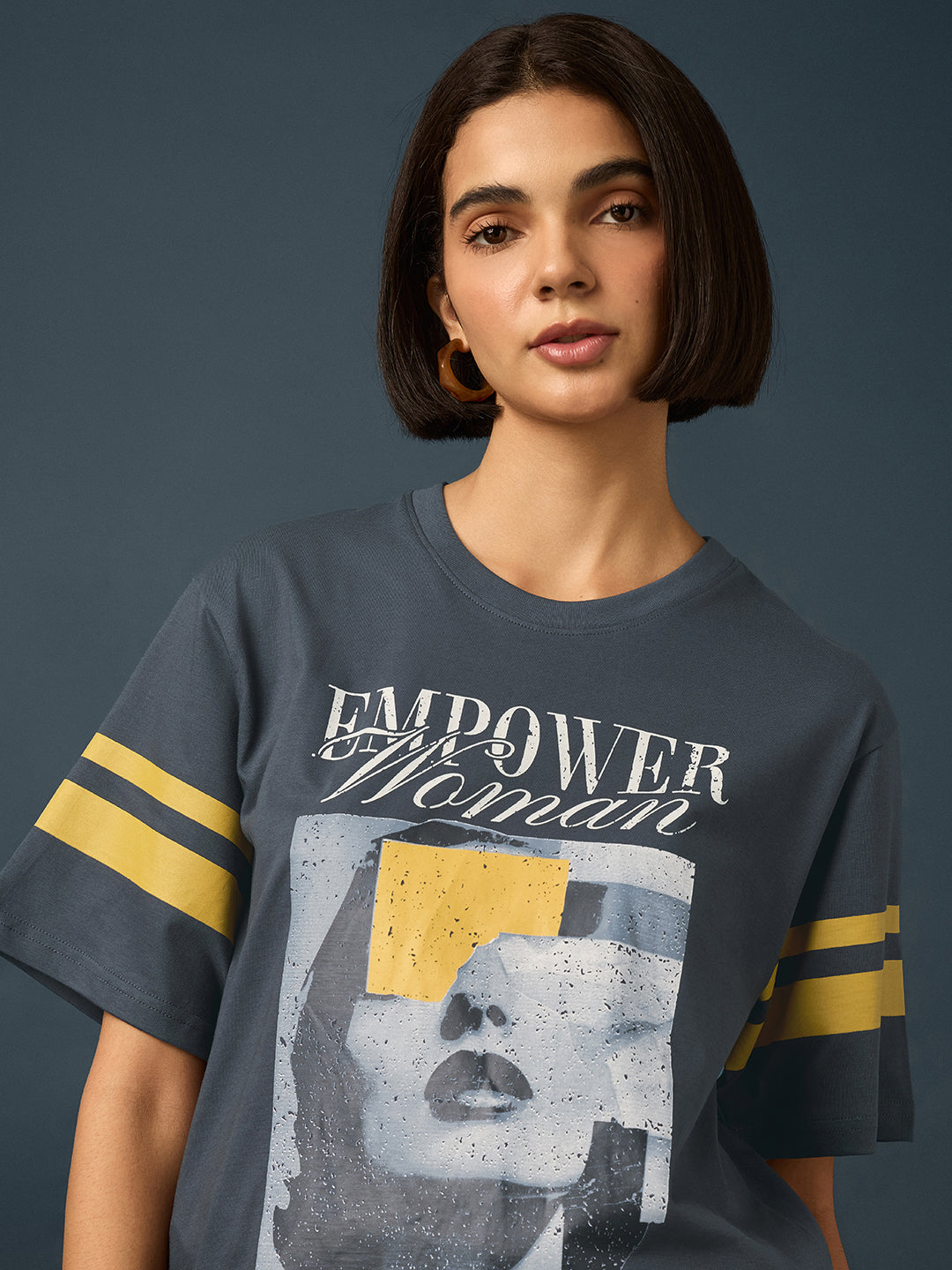 Womens Short Sleeve Printed Oversized Fit Tshirt 