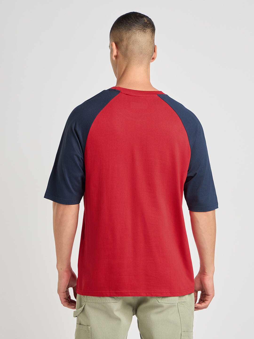 Mens Solid Oversized Raglan Sleeve Round Neck Tshirt