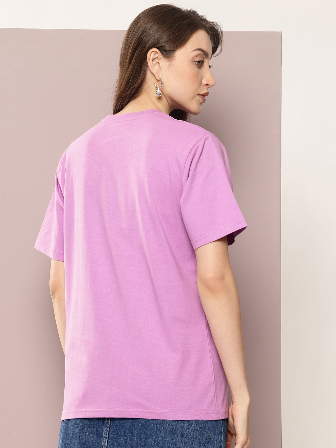 Womens Half Sleeve Round Neck Embroidered Oversized Fit Tshirts