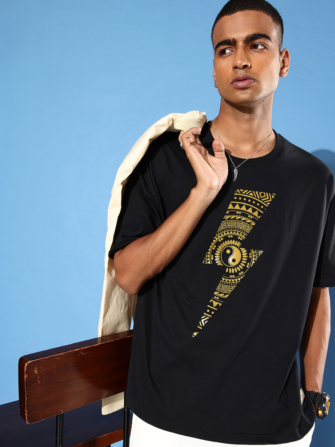 Mens Half Sleeve Drop Shoulder Printed Oversized Fit T-Shirts