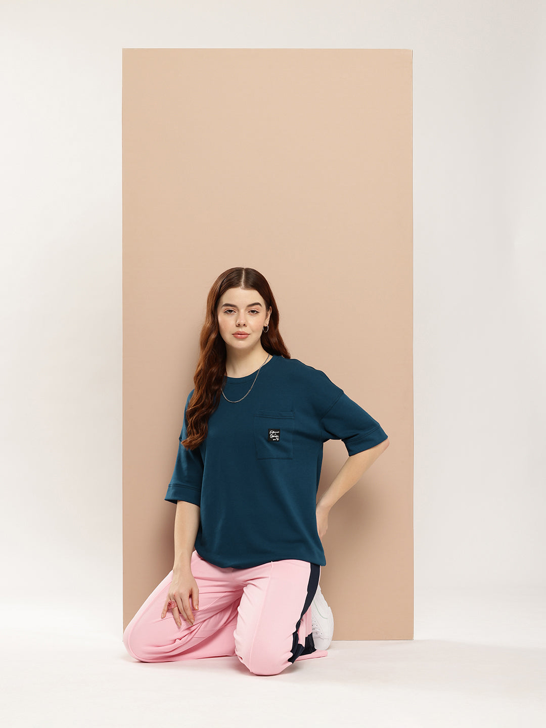 Womens Half Sleeve Round Neck Solid Oversized Fit Tshirts