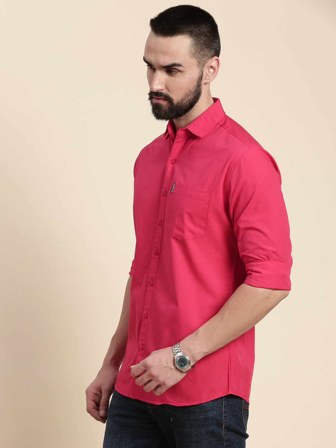 Mens Plain Full Sleeve Shirt With Pocket