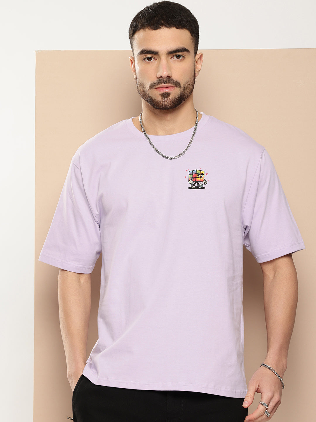 Mens Half Sleeve Round Neck Back Printed Oversized Fit Tshirts