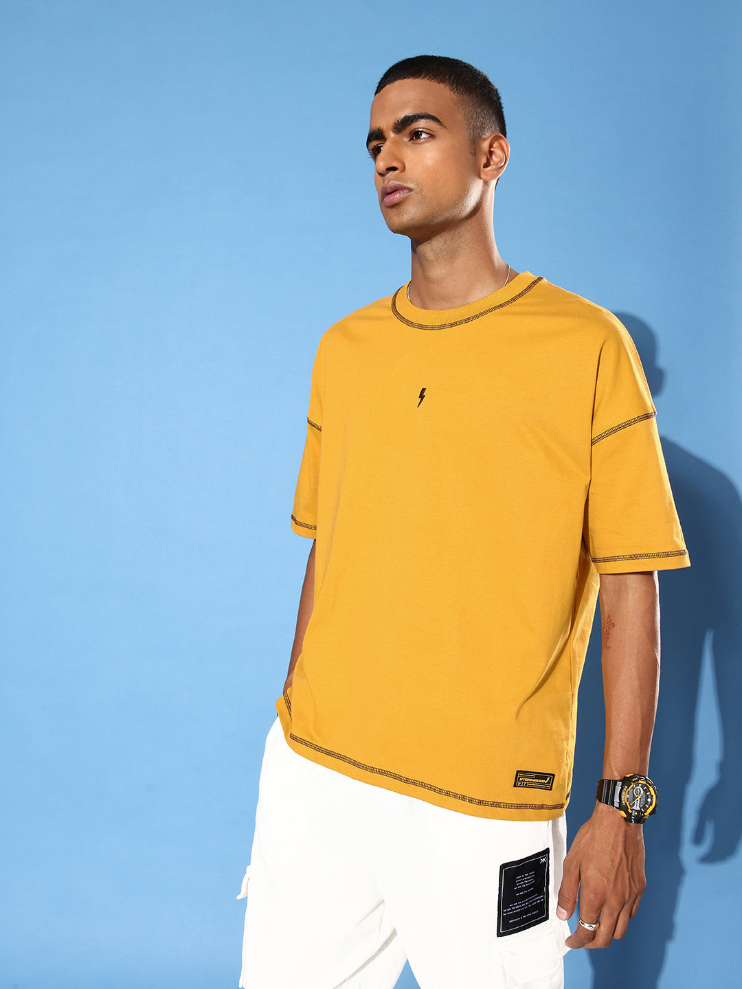 Mens Half Sleeve Drop Shoulder Plain Oversized Fit T-Shirts