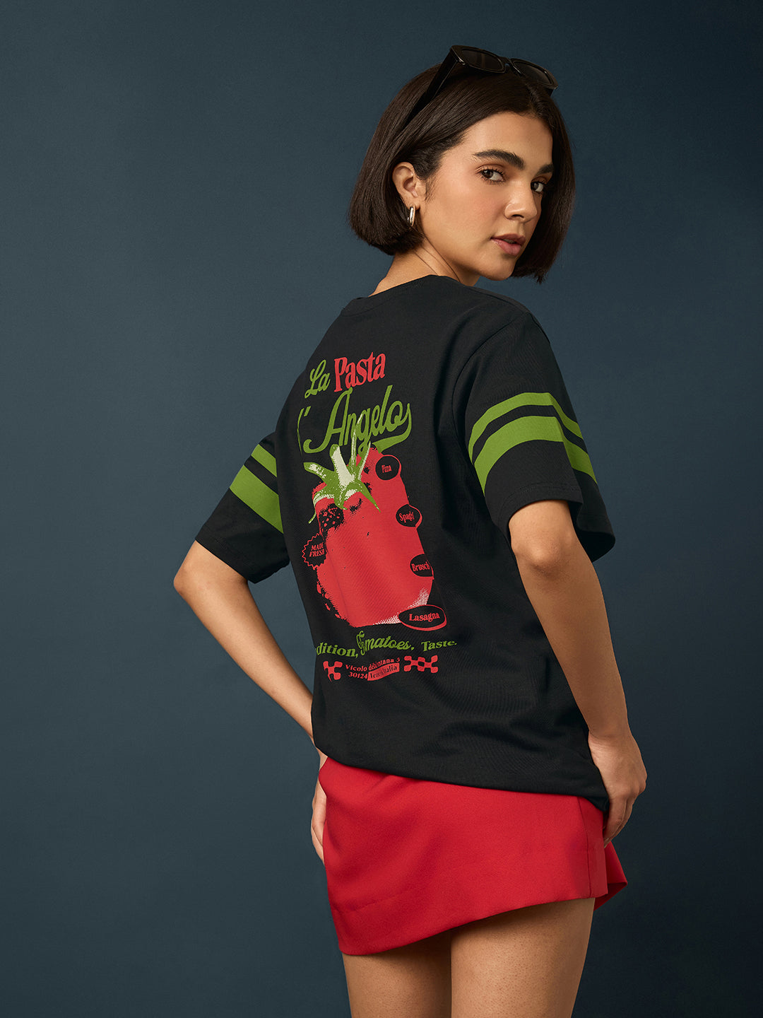 Womens Short Sleeve Printed Oversized Fit Tshirt 