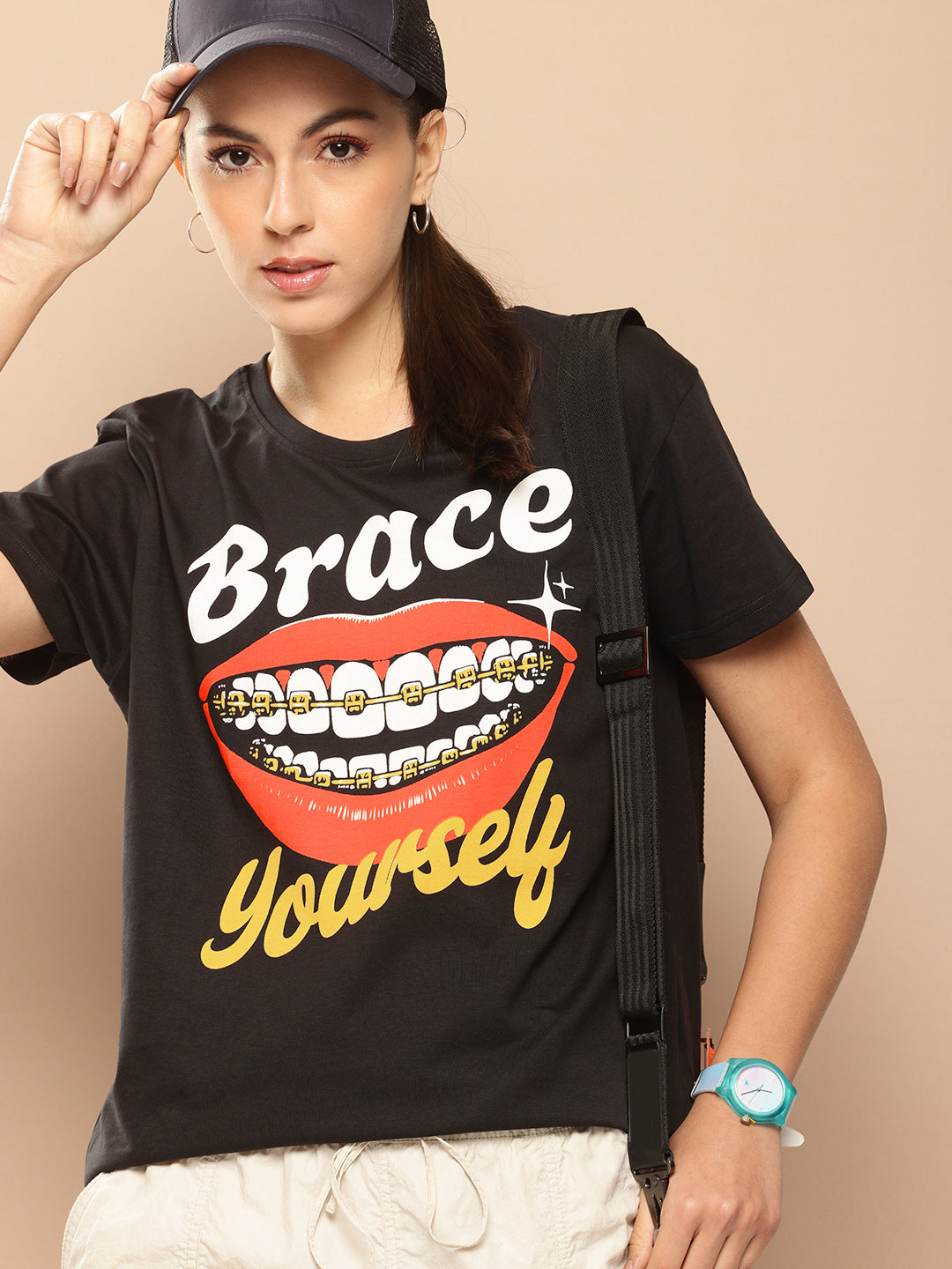 Womens Half Sleeve Round Neck Printed Boxy Fit Tshirts