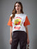 Womens Printed Round Neck Oversized Fit Tshirt
