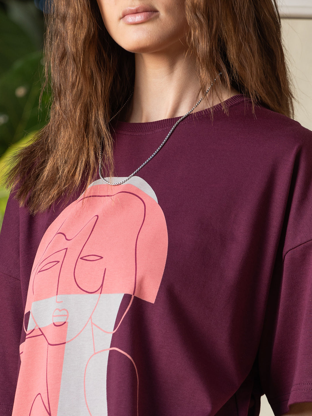 Womens Half Sleeve Drop Shoulder Printed Oversized Fit T-Shirts