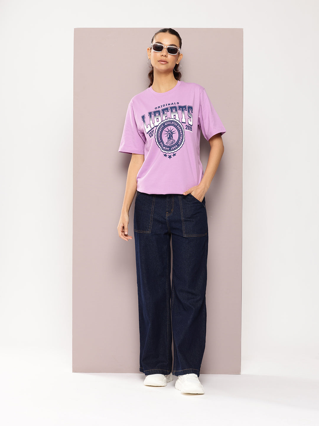 Womens Half Sleeve Round Neck Printed Oversized Fit Tshirts