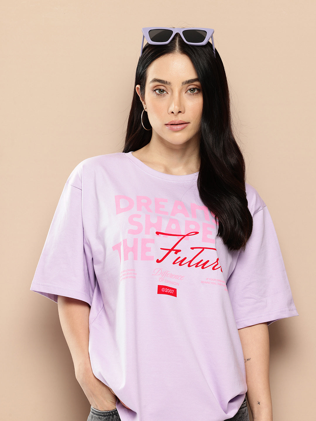 Womens Half Sleeve Round Neck Printed Oversized Fit Tshirts