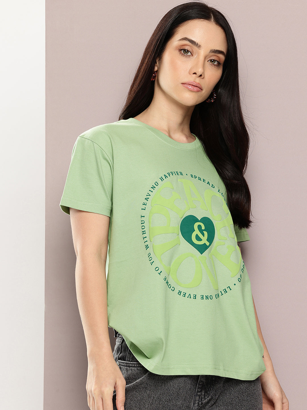 Womens Half Sleeve Round Neck Printed Boxy Fit Tshirts