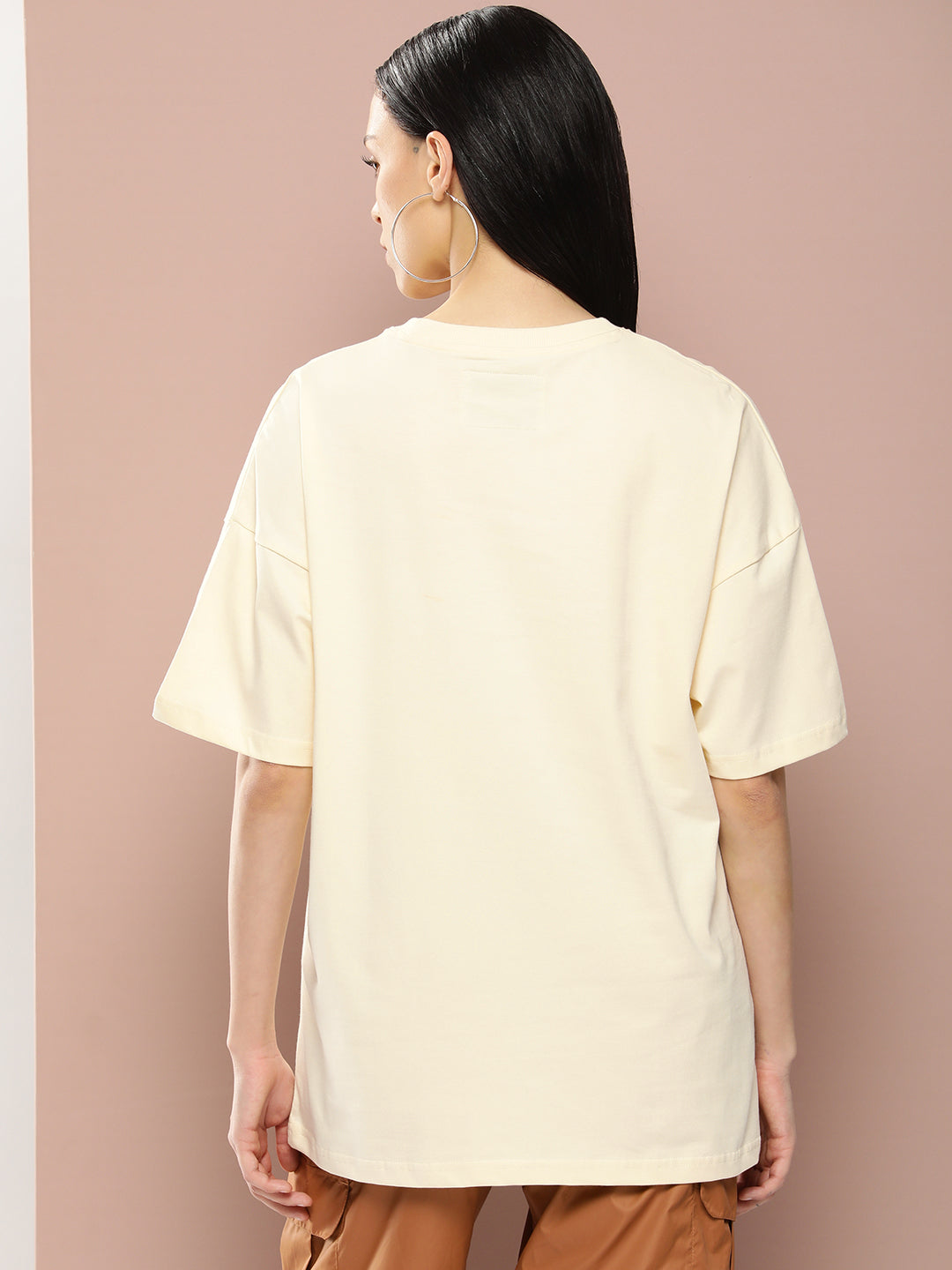 Womens Half Sleeve Drop Shoulder Printed Oversized Fit T-Shirts