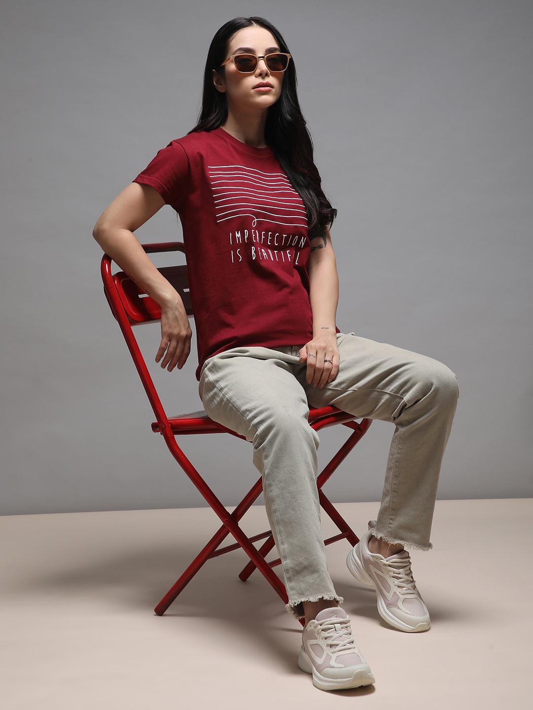 Womens Half Sleeve Round Neck Embroidery Regular Fit Tshirts