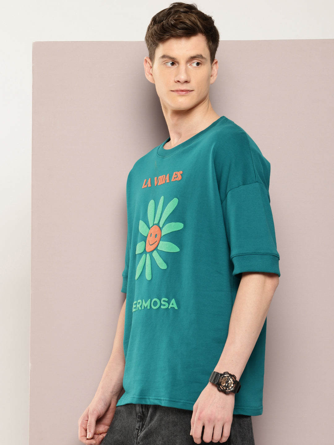 Mens Half Sleeve Round Neck Printed Oversized Fit Tshirts