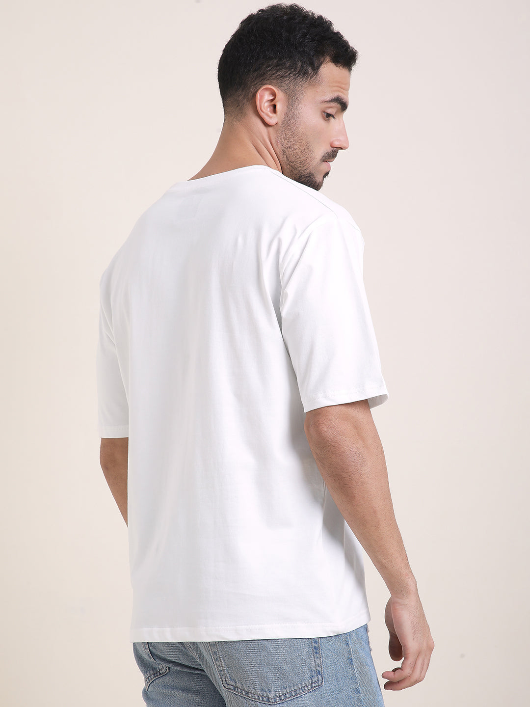 Mens Half Sleeve Round Neck Embroidered Oversized Fit Tshirts