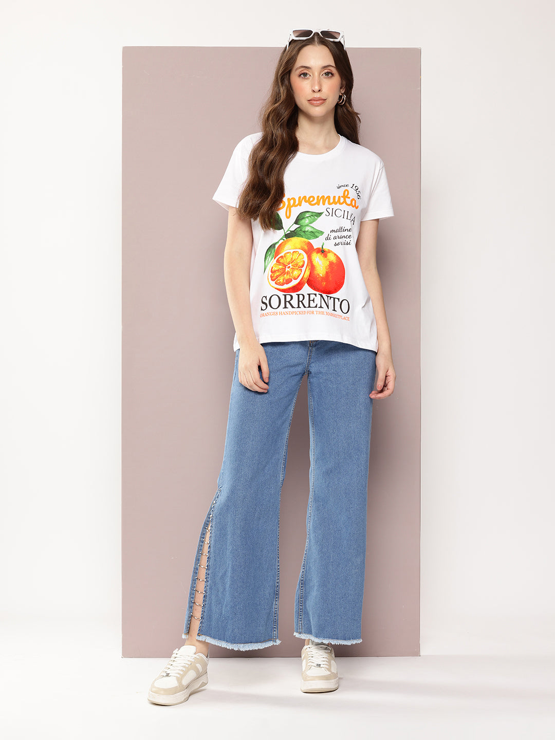 Womens Half Sleeve Round Neck Printed Boxy Fit Tshirts