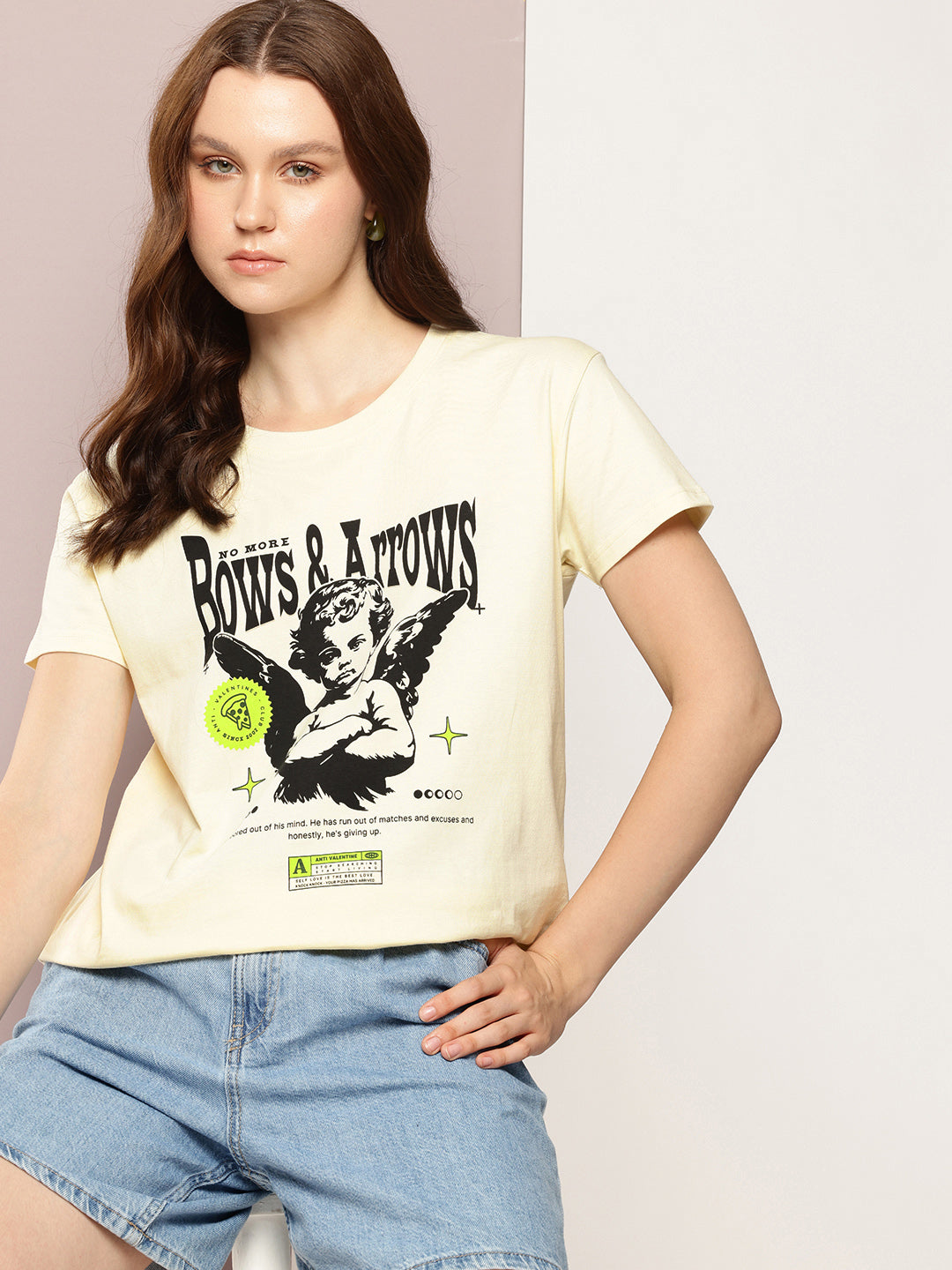 Womens Half Sleeve Round Neck Printed Boxy Fit Tshirts