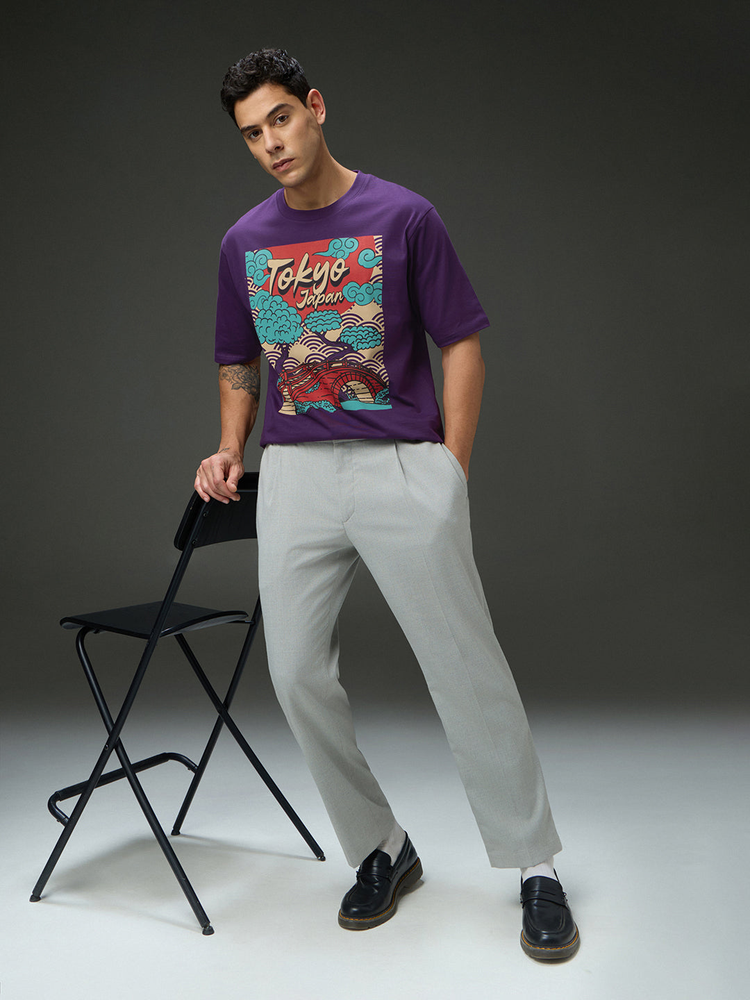 Mens Round Neck Half Sleeve Printed Oversized Fit Tshirt