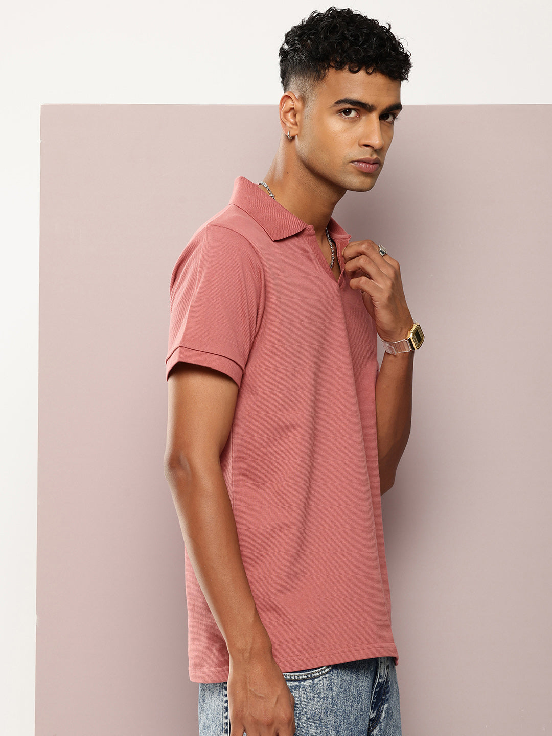 Mens Half Sleeve Polo Neck Solid Regular Fit Tshirts
