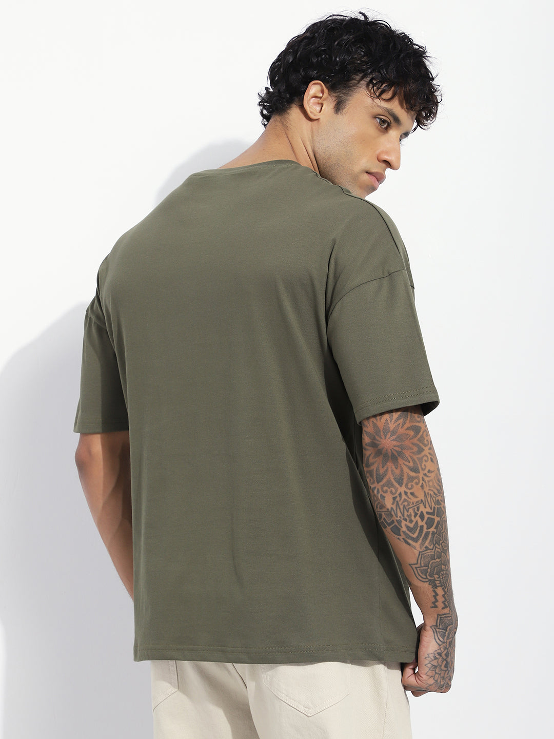 Mens Half Sleeve Drop Shoulder Printed Oversized Fit T-Shirts