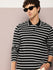 Mens Full Sleeve Polo Neck All-Over Striped Regular Fit Tshirts