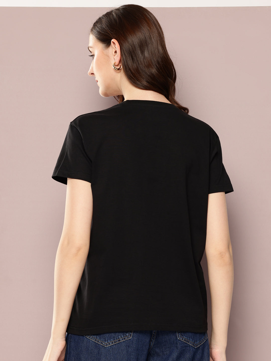 Womens Short Sleeve Embroidery Boxy Regular Fit Tshirt
