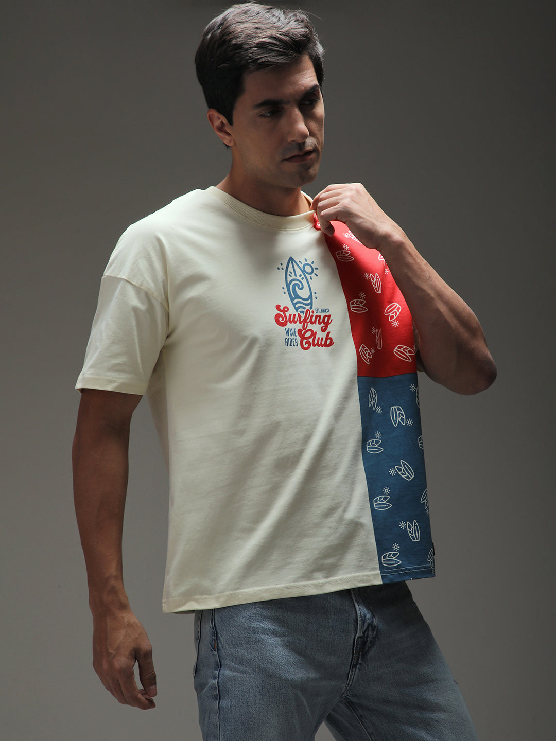 Mens Half Sleeve Drop Shoulder Printed Oversized Fit T-Shirts