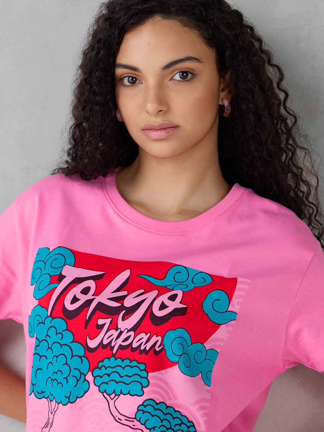 Womens Half Sleeve Printed Boxy Regular Fit Tshirt