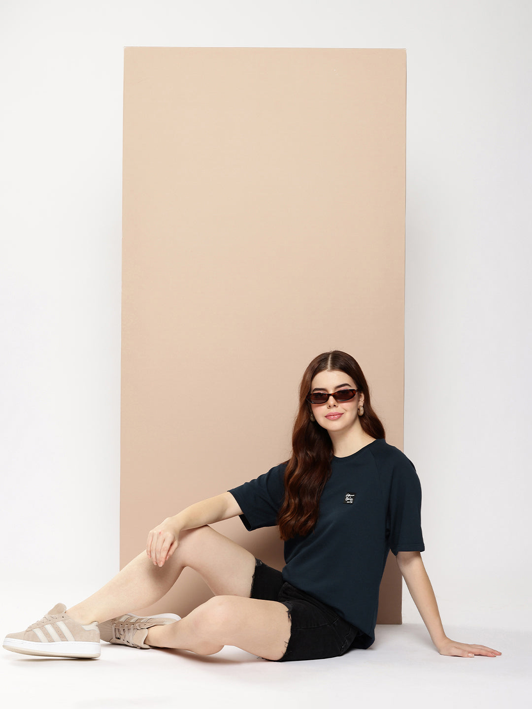 Womens Half Sleeve Round Neck Solid Oversized Fit Tshirts