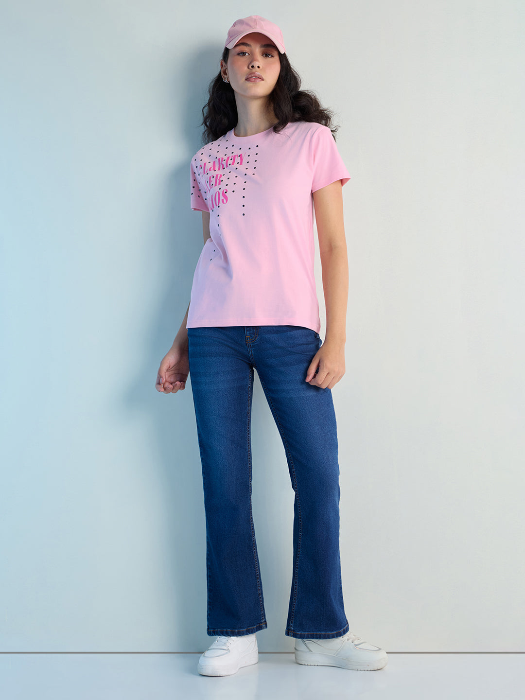 Womens Stud Detailed Regular Fit Round Neck Tshirt 
