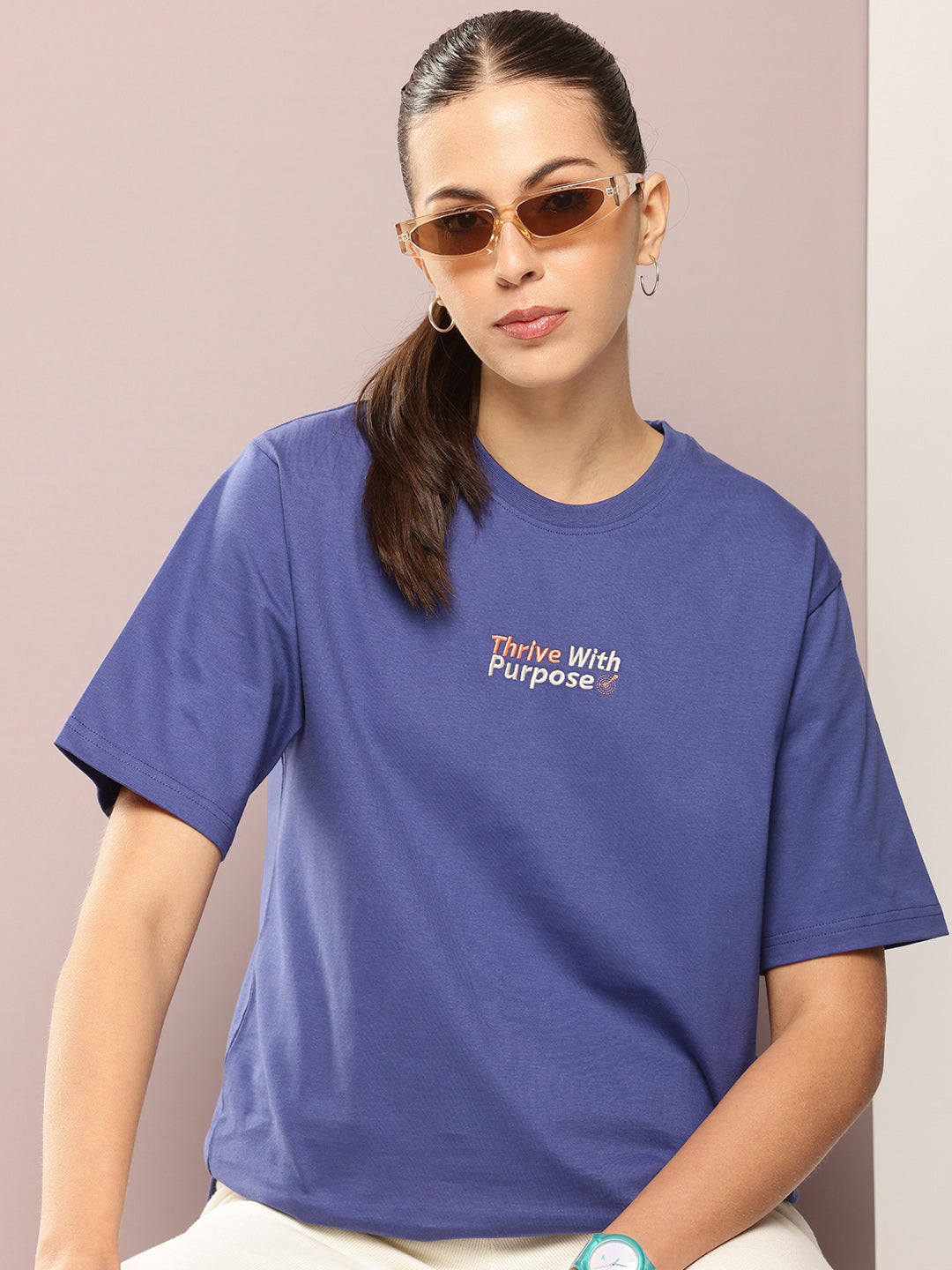 Womens Half Sleeve Round Neck Printed Oversized Fit Tshirts