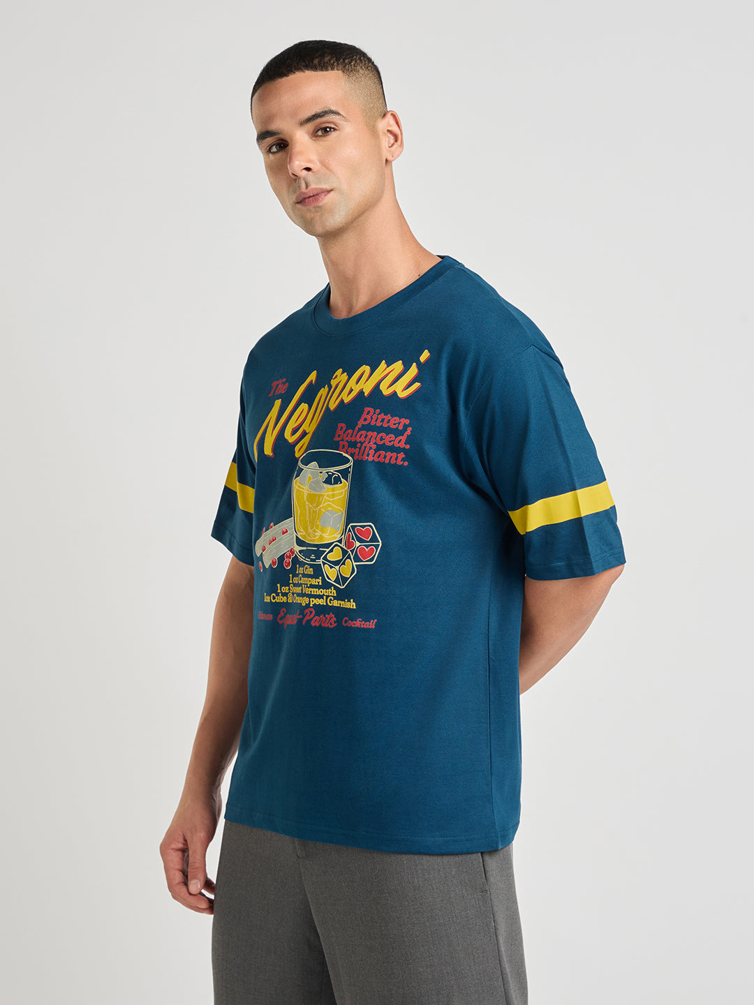 Mens Printed Oversized Half Sleeve Round Neck Tshirt