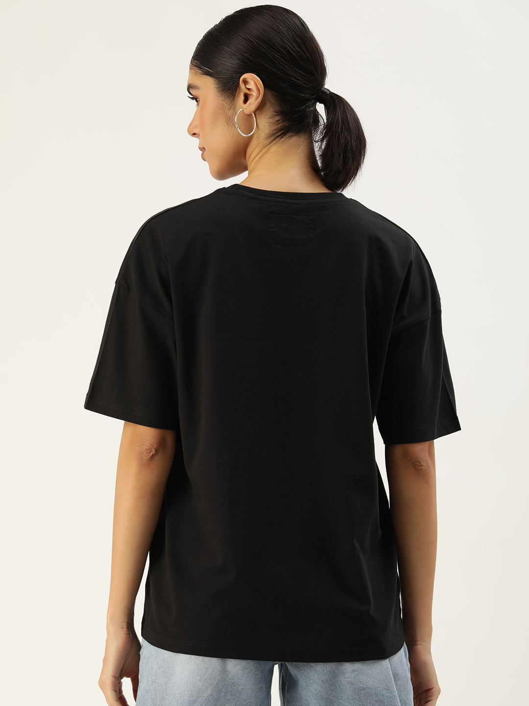 Womens Half Sleeve Drop Shoulder Printed Oversized Fit T-Shirts