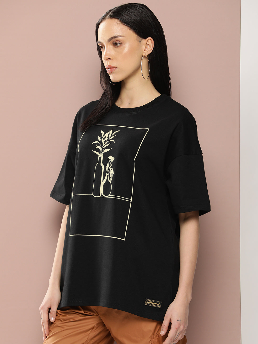 Womens Half Sleeve Drop Shoulder Printed Oversized Fit T-Shirts