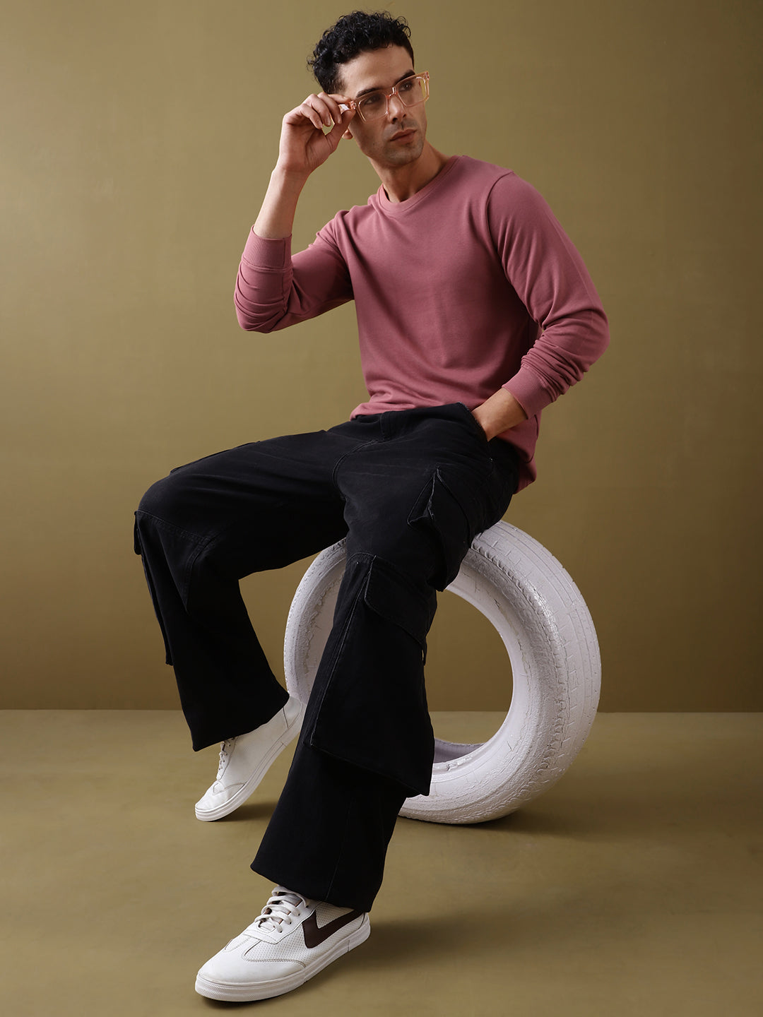 Mens Long Sleeve Round Neck Regular Fit T-Shirt